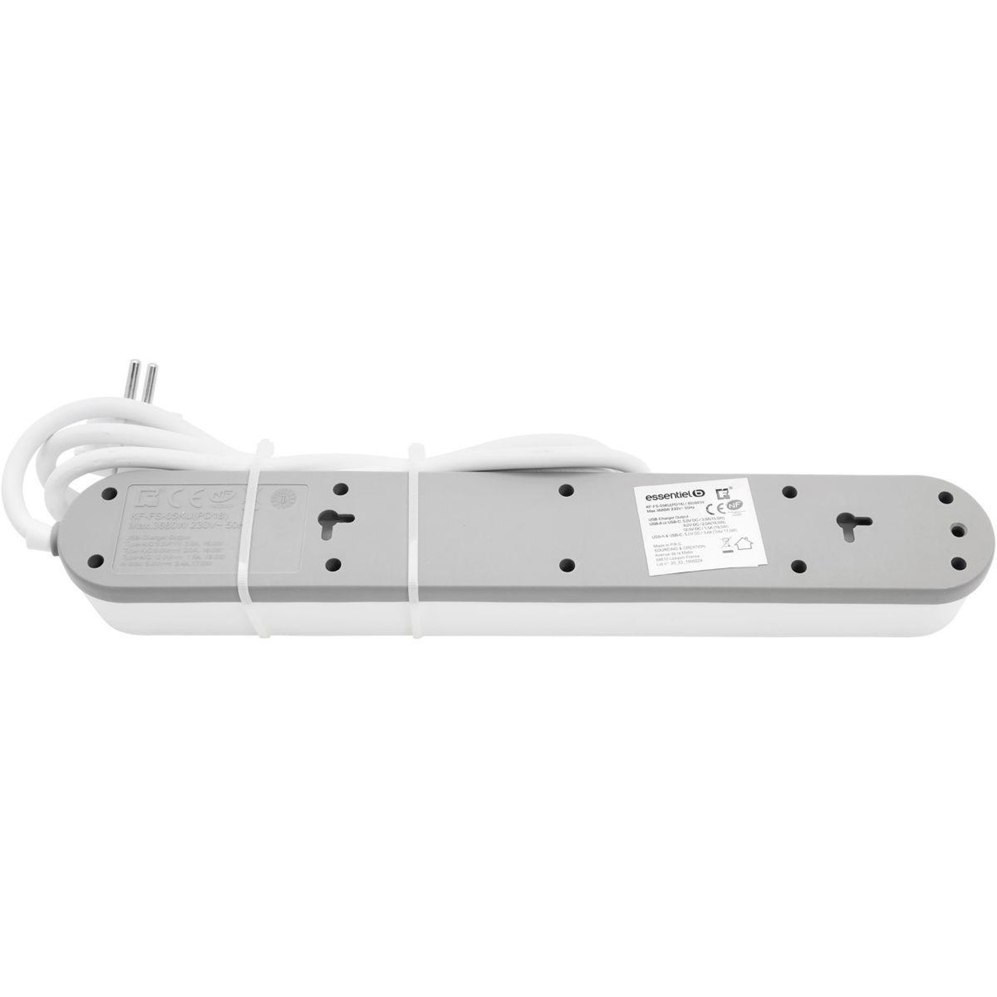 Voir la diapositive 2 : ESSENTIEL B Multiprise 5 prises 16A+ port USB-C + interrupteur