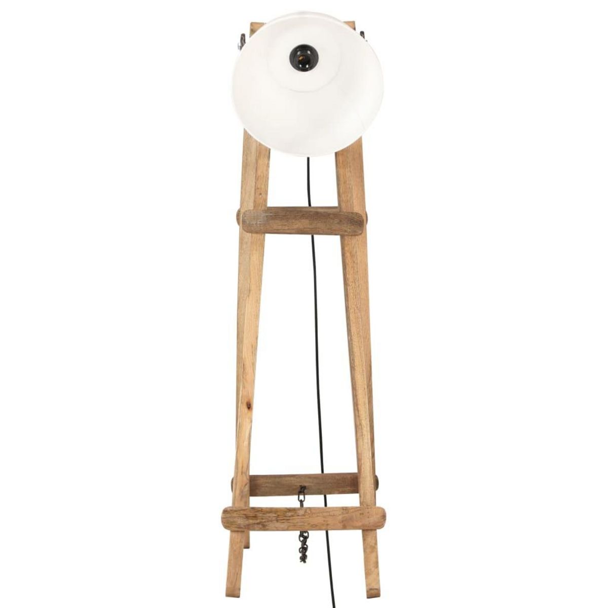 VIDAXL Lampadaire Blanc E27 Bois de manguier massif