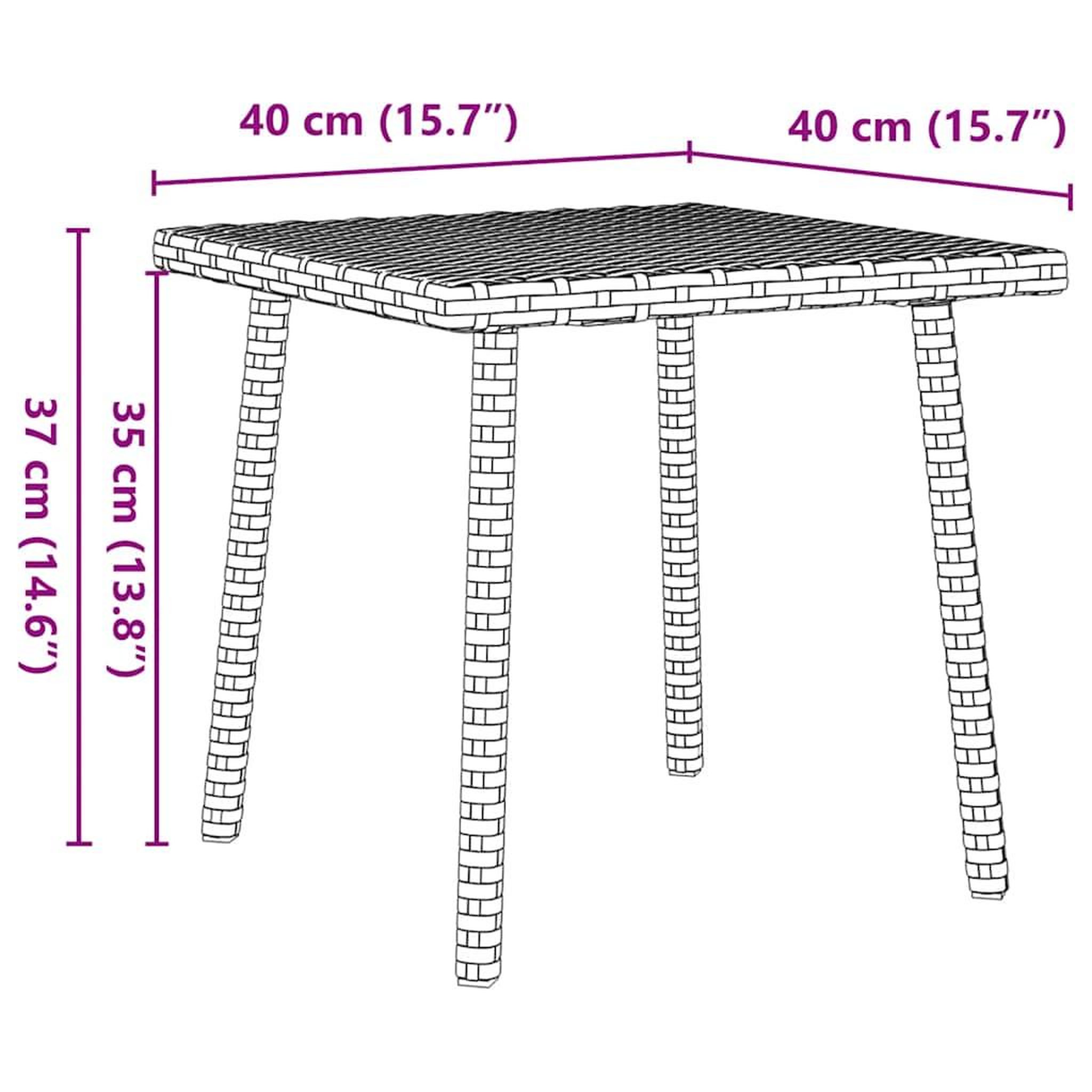 Voir la diapositive 6 : VIDAXL Table basse de jardin rectangulaire noir 40x40x37 cm rotin