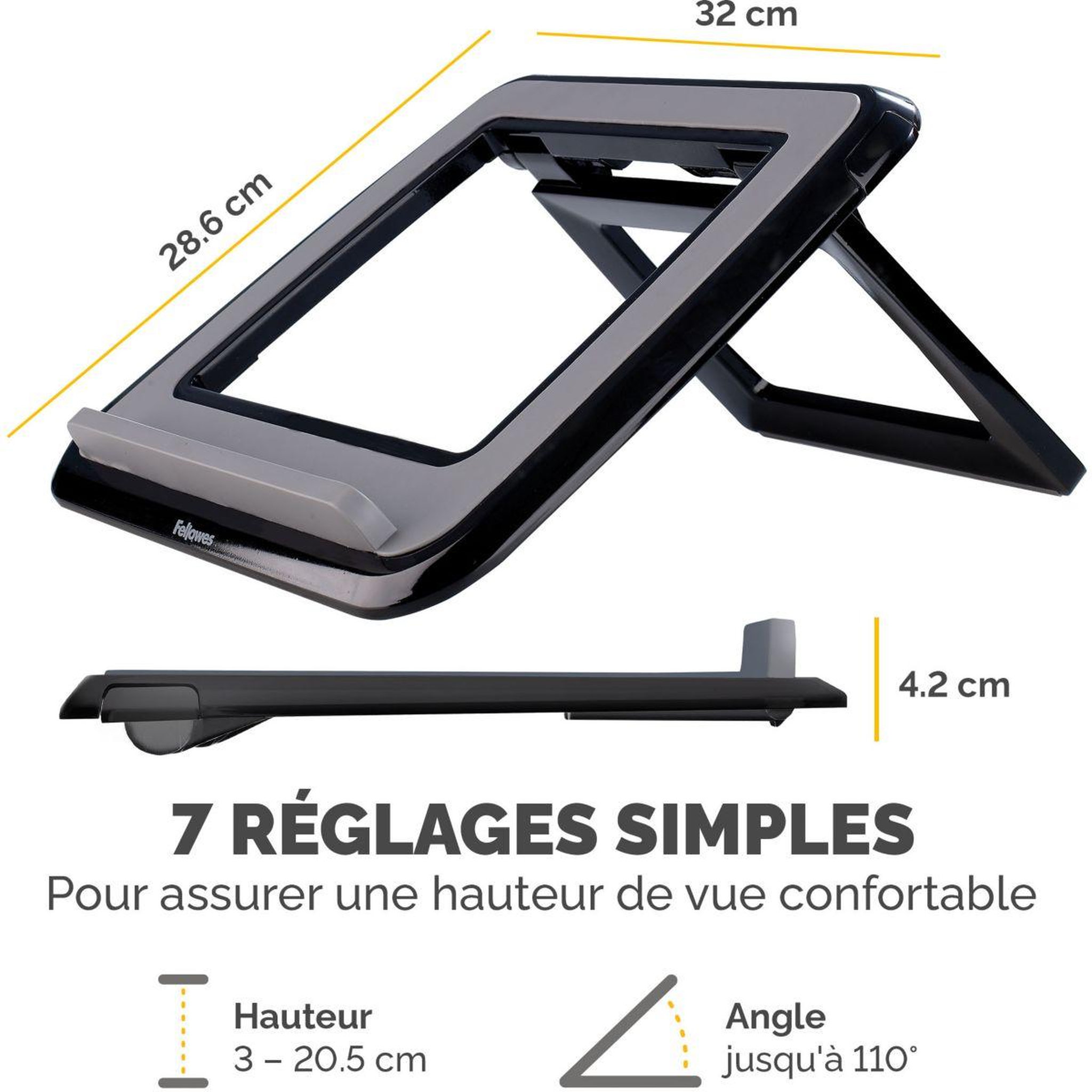 Voir la diapositive 4 : Fellowes SUPPORT pc portable ergonomique Quicklift I noir