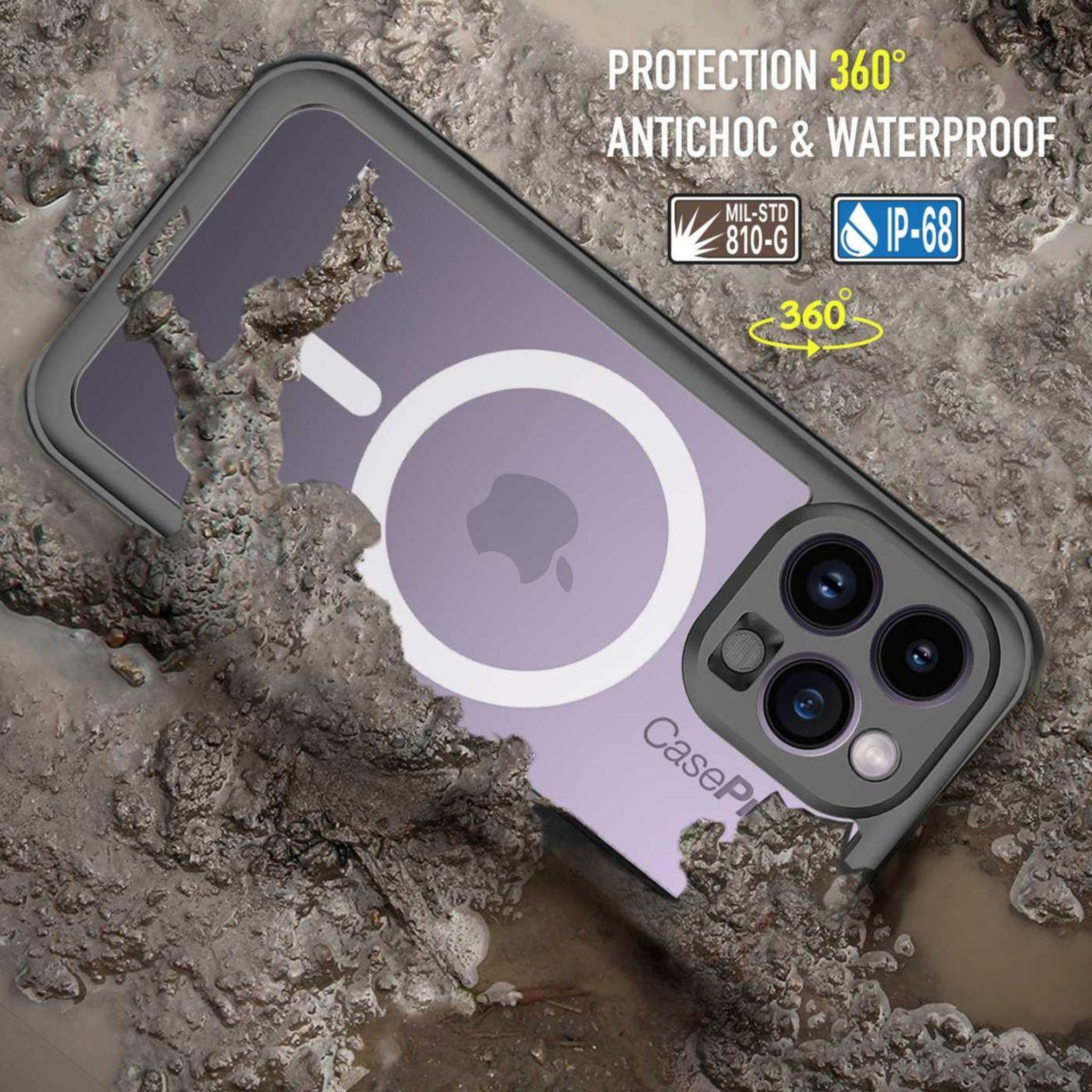 Voir la diapositive 2 : CASEPROOF Coque intégrale iPhone 14 Pro Max etanche antichoc MagSa
