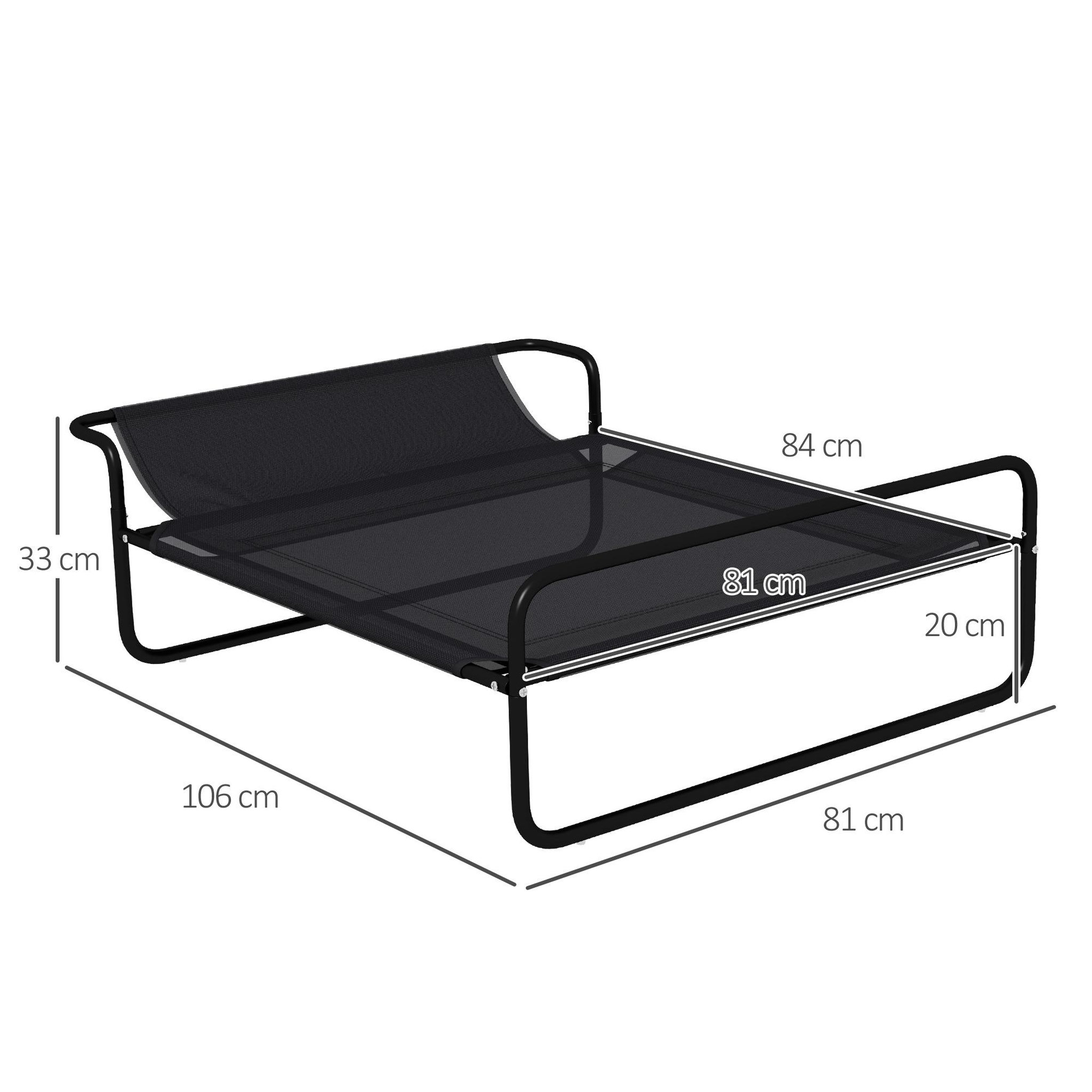 Voir la diapositive 3 : PAWHUT Lit surélevé pour chien appui-tête textilène micro-perforé noir
