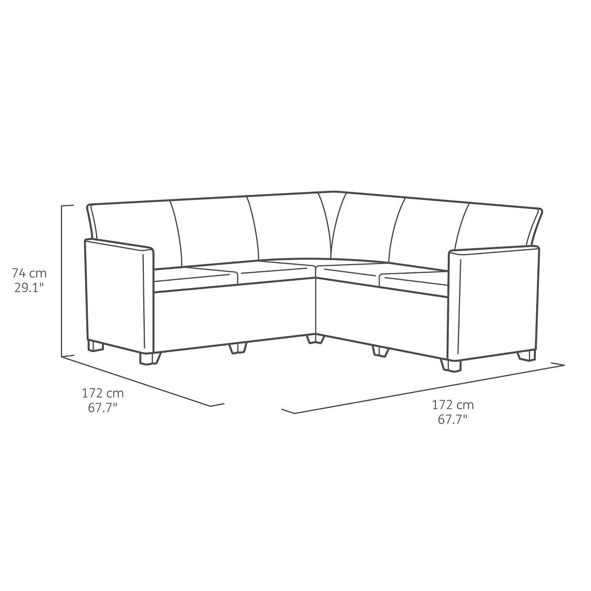 ALLIBERT by KETER Salon bas de jardin d'angle gris graphite 5 places CLAIRE