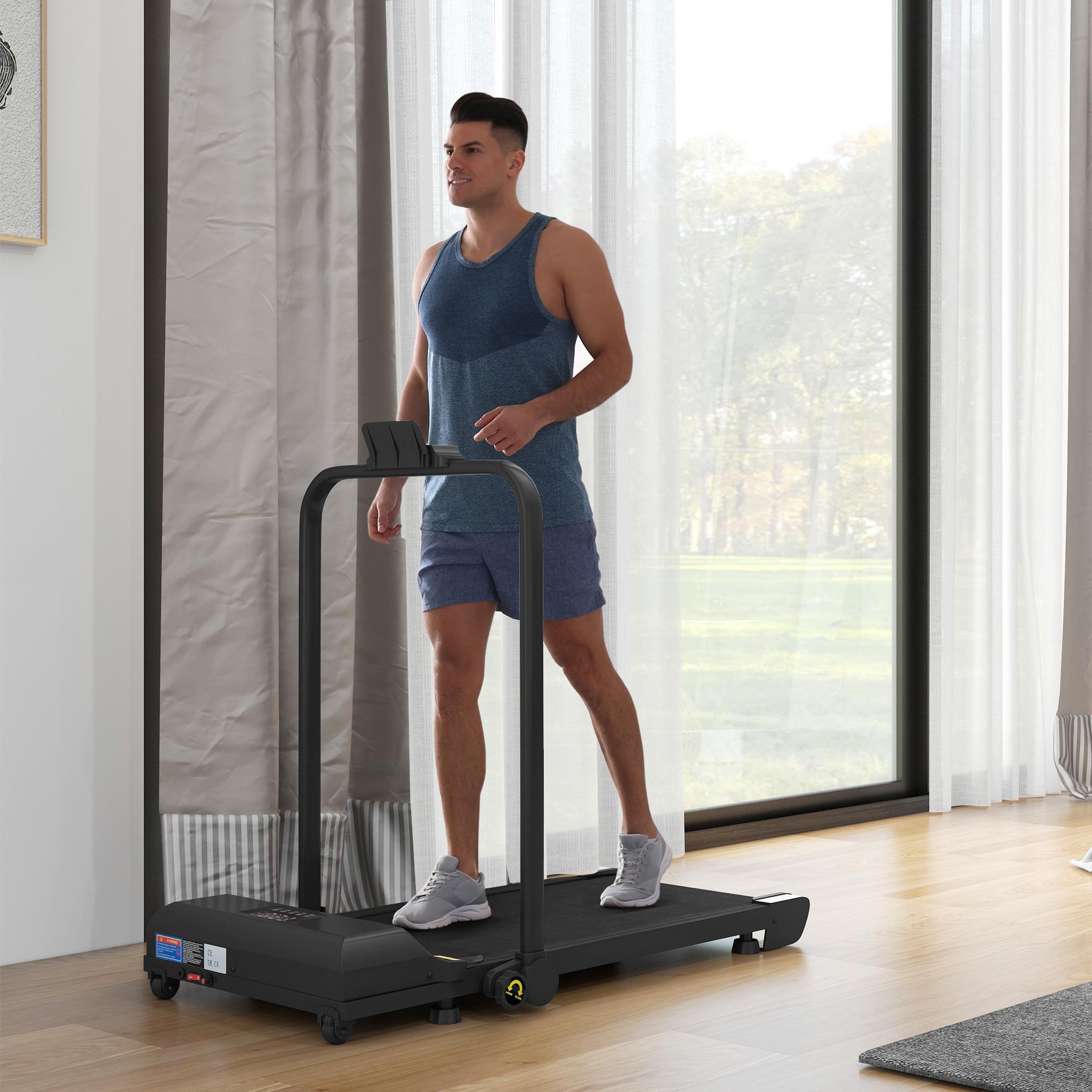 Voir la diapositive 2 : HOMCOM Tapis de course pliable 10 km/h max. 38x100 cm télécommande écran led multifonction