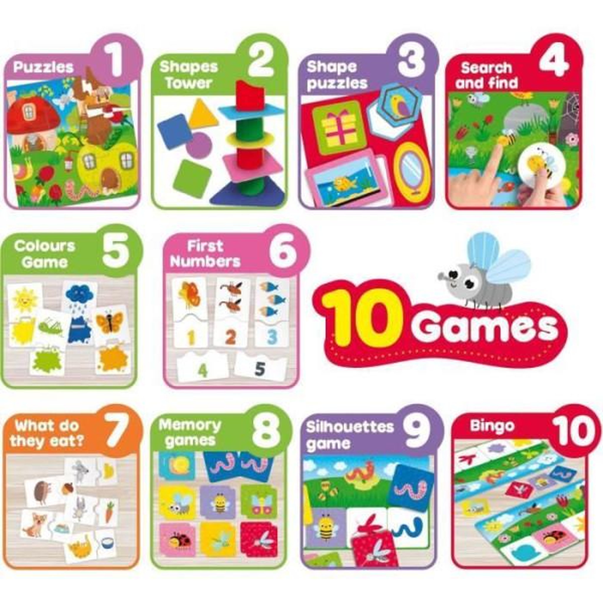 Voir la diapositive 2 : LISCIANI GIOCHI Collection de 10 jeux éducatifs - CAROTINA BABY - Tour d'équilibre, Puzzle évolutif