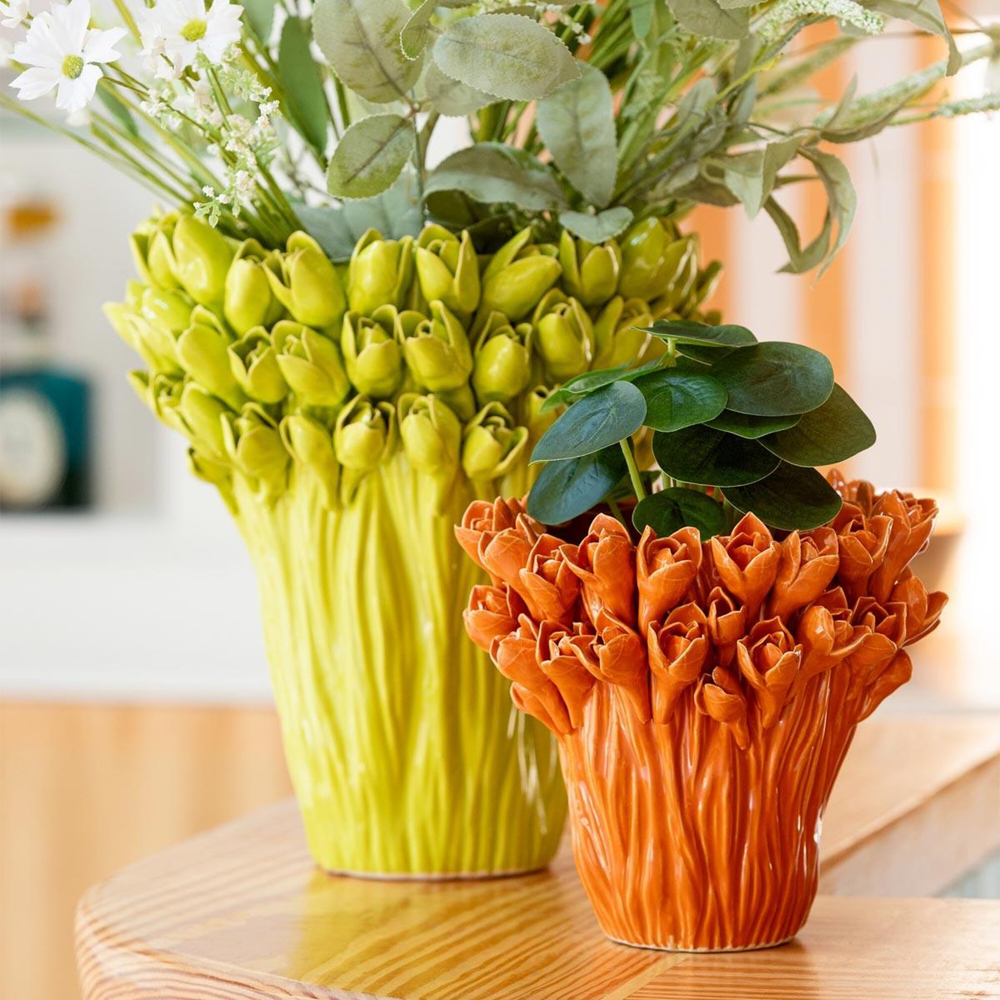 Voir la diapositive 3 : J-LINE Vase déco en grès  ambrosia  19cm orange