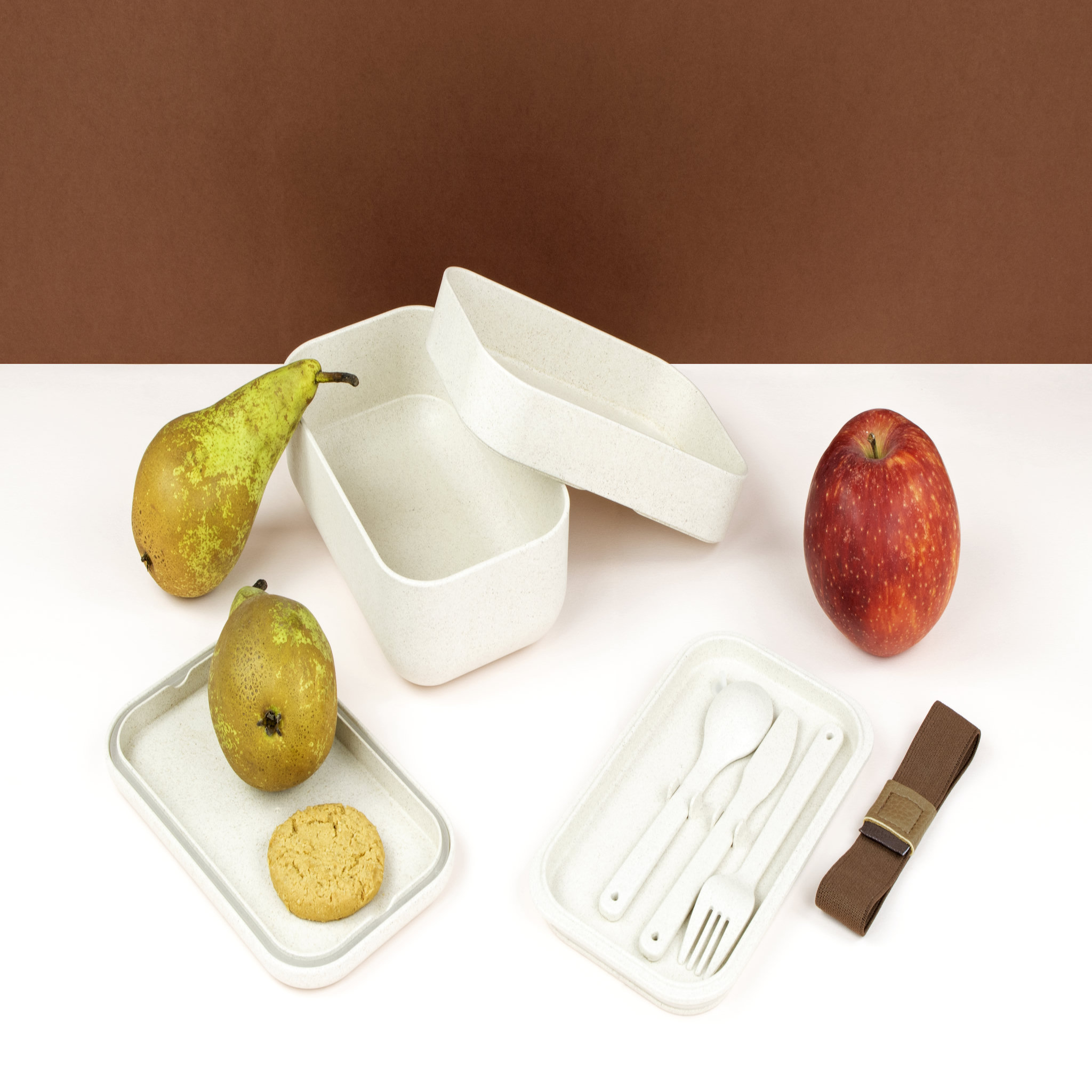 Voir la diapositive 3 : Lunch box 1,2L 2 compartiments en fibre de riz