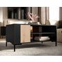 Voir la diapositive 3 : BEST MOBILIER Cambridge - table basse - effet bois et noir - 2 niches - 100 cm