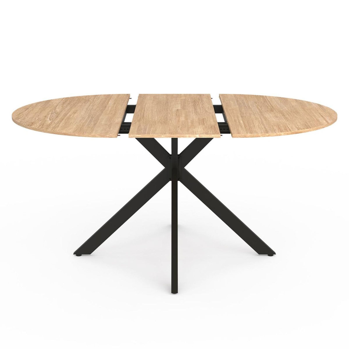 ID MARKET Ensemble table à manger ronde extensible ALIX 110 - 150 cm et 4 chaises MILA en velours gris foncé