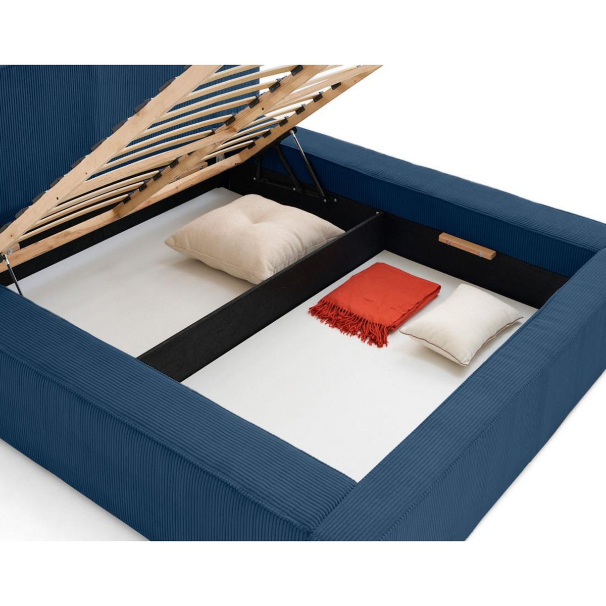 BEST MOBILIER Topaze - lit coffre - 160x200 cm - sommier inclus - velours côtelé