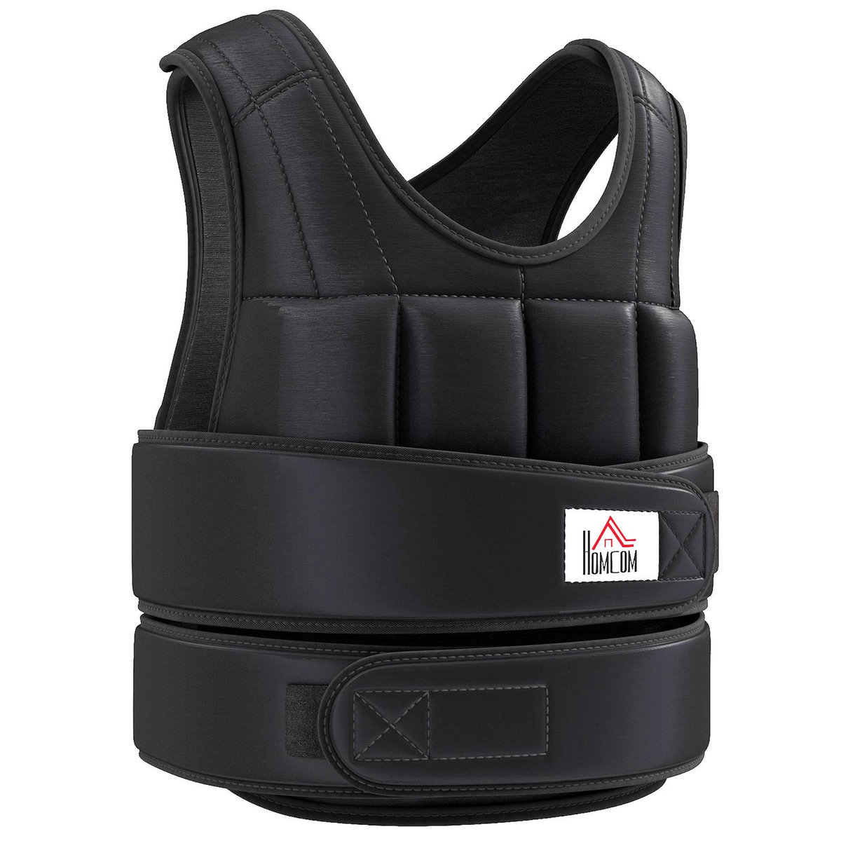 HOMCOM Gilet lesté réglable veste lestée 10 Kg max. poids amovibles entrainement musculation exercice boxe oxford noir