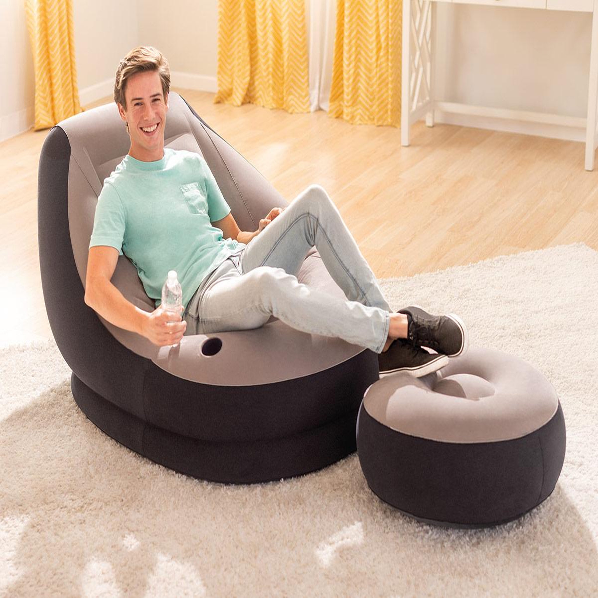 Voir la diapositive 2 : INTEX Ensemble fauteuil + pouf gonflables Ultra Lounge - Intex