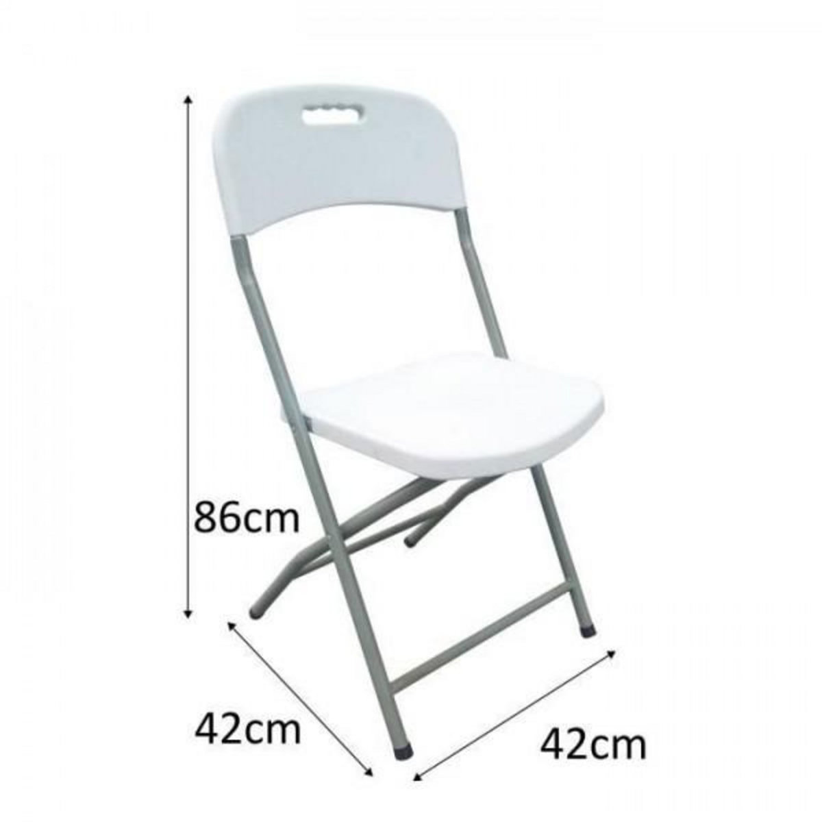 MARKET24 Lot de 2 chaises de jardin pliantes pour réception - 42 x 42 x 87 cm - Structure grise - Assise blanche