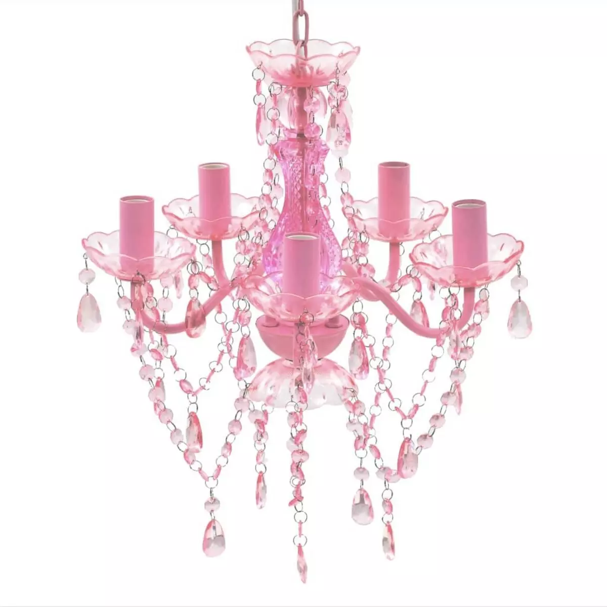 VIDAXL Lustre avec 5 ampoules Crystal rose
