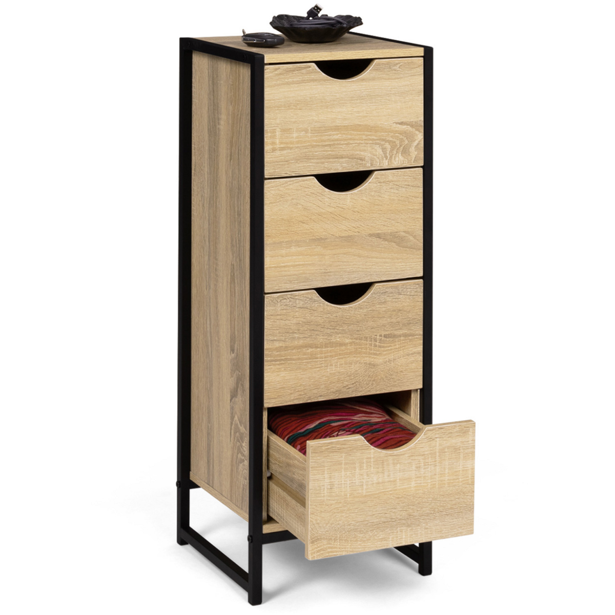 ID MARKET Meuble d'appoint 4 tiroirs DETROIT 30 cm chiffonnier pour entrée salle de bain design industriel