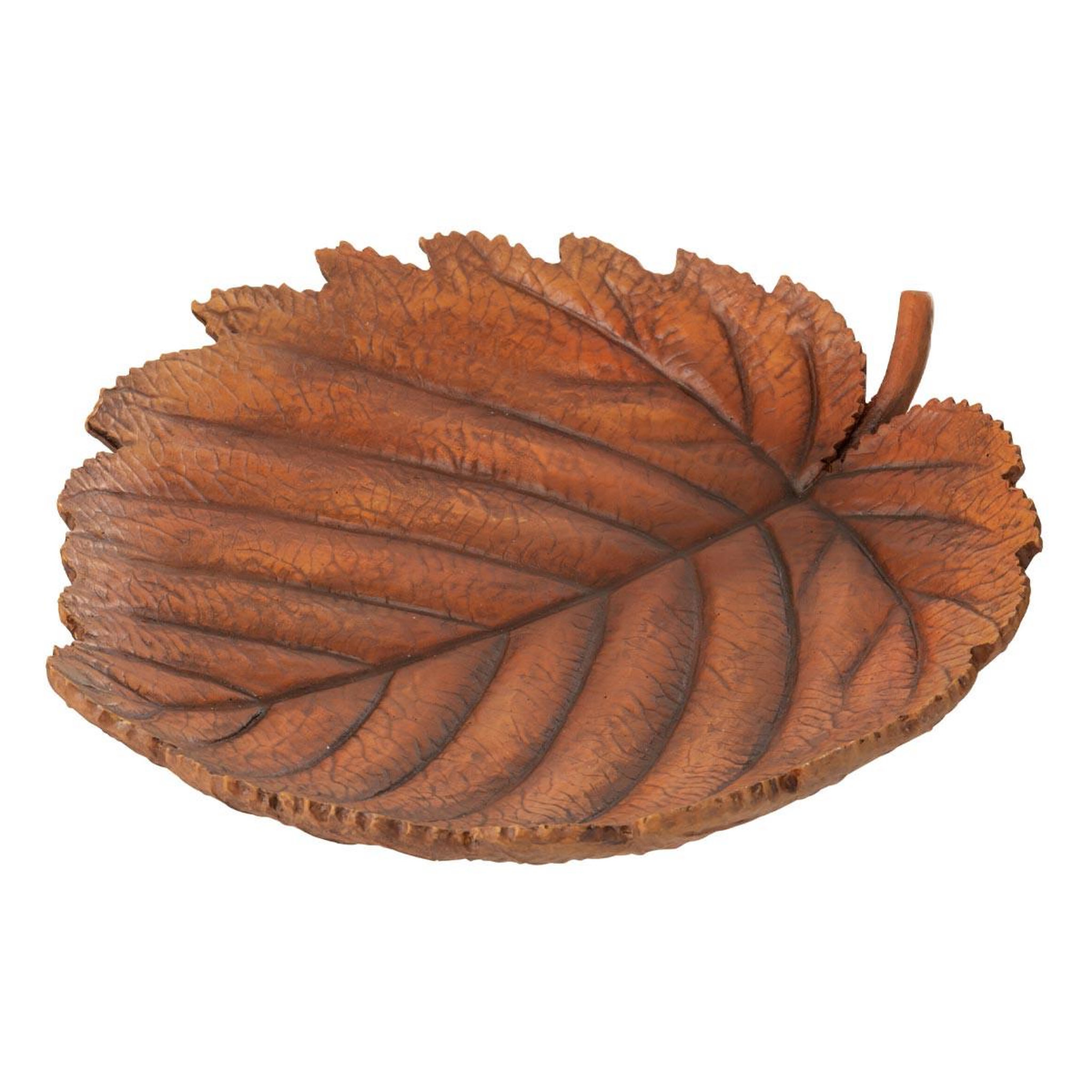 J-LINE Coupelle déco feuille  plate  30cm orange foncé
