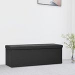 VIDAXL Banc de rangement pliable Noir Faux lin