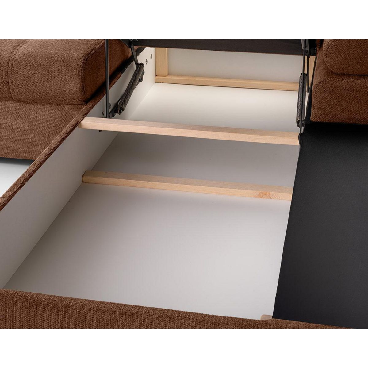 BEST MOBILIER Bianca - canapé d'angle droit 4 places convertible avec coffre en tissu texturé