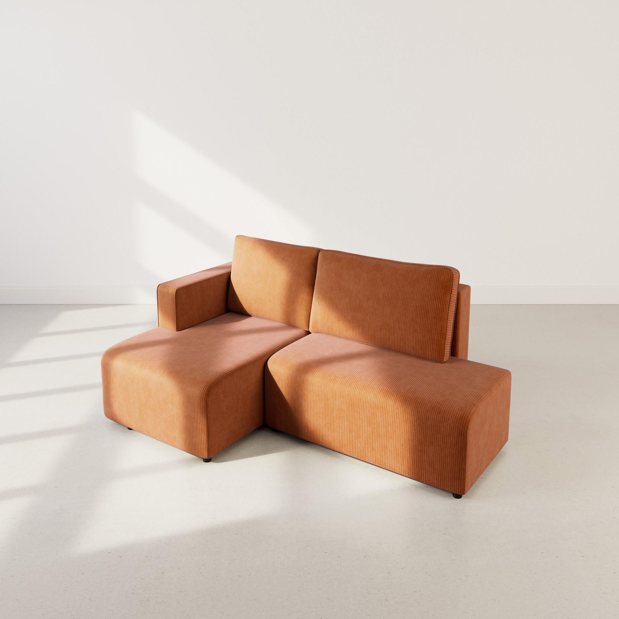 Voir la diapositive 6 : BEST MOBILIER Topaze - canapé d'angle gauche 4 places convertible avec coffre en velours côtelé