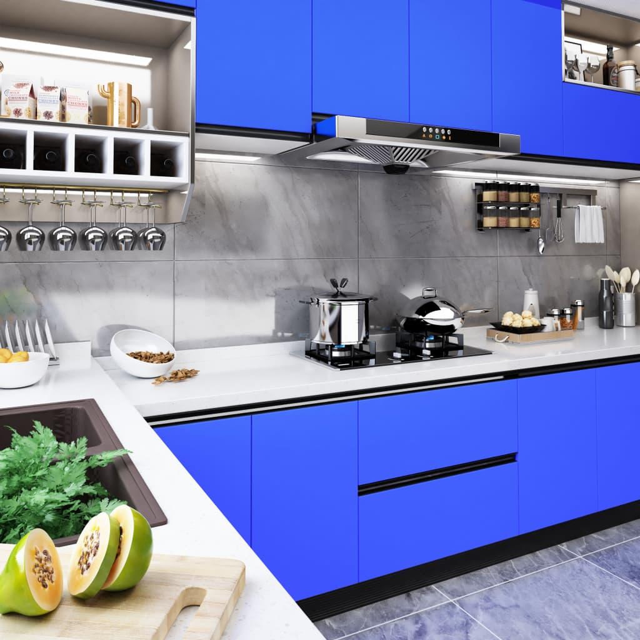 VIDAXL Film autoadhesif pour meubles Bleu brillant 500x90 cm PVC