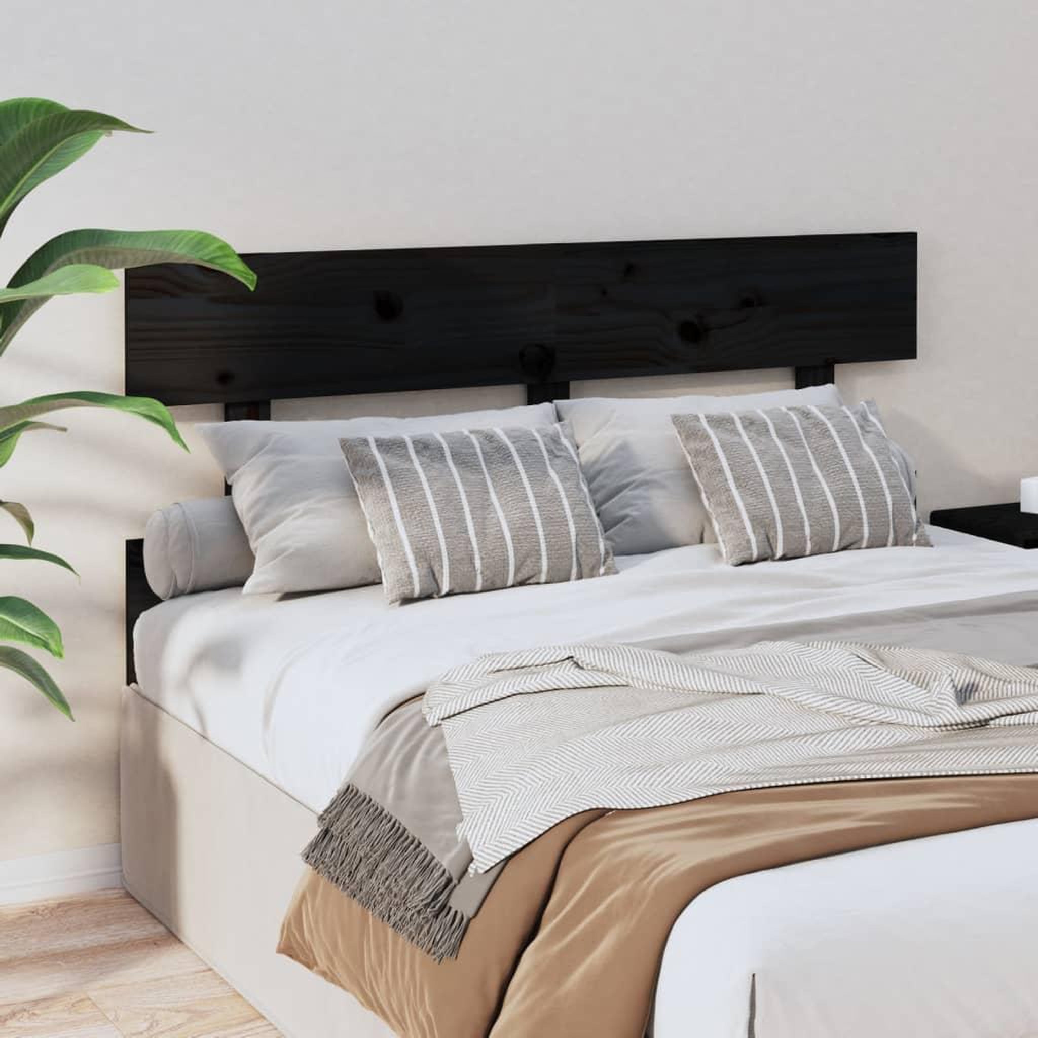 Voir la diapositive 4 : VIDAXL Tete de lit Noir 144x3x81 cm Bois massif de pin