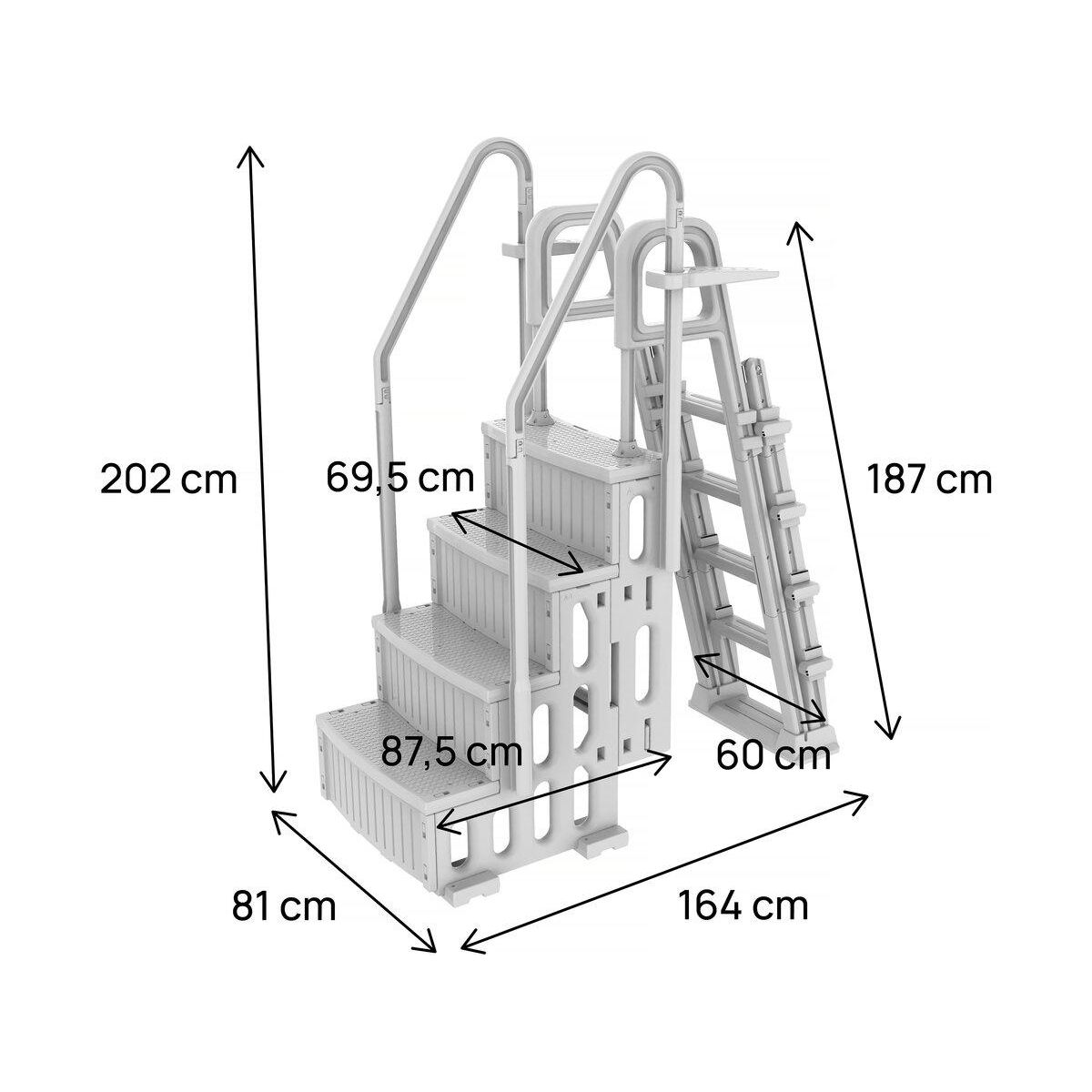 Habitat et Jardin Escalier double piscine  Mario  avec système de sécurité enfant
