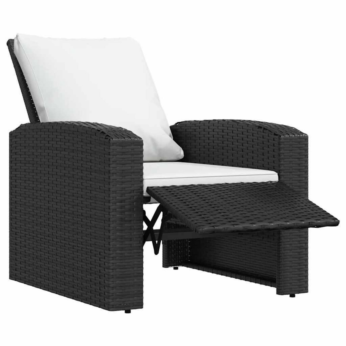 VIDAXL Fauteuil inclinable de jardin avec coussins noir resine tressee