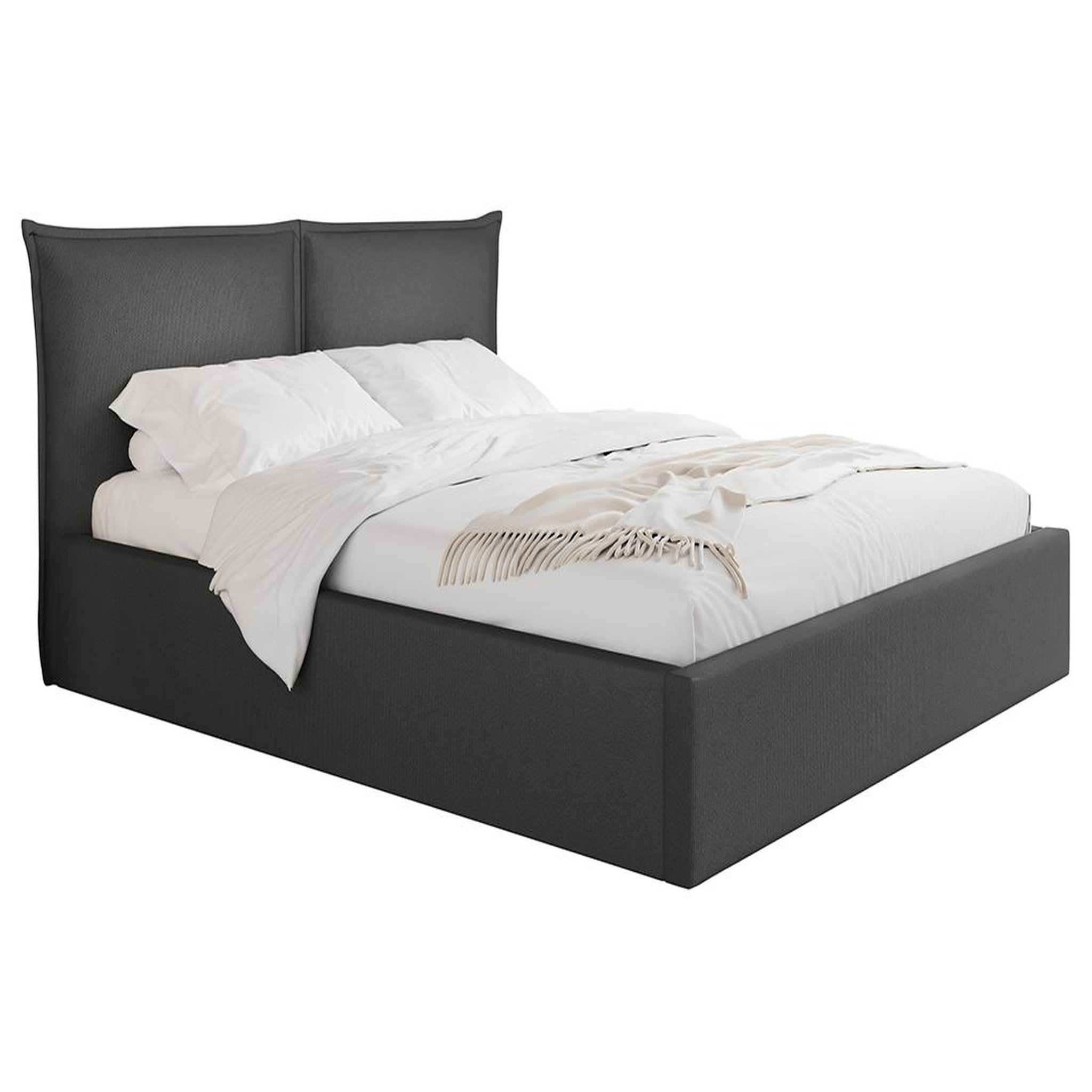 Voir la diapositive 1 : BEST MOBILIER John - lit coffre - 160x200 cm - en velours - sommier inclus