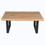 Voir la diapositive 3 : Table basse en chêne massif 110x75 cm pieds métal, finition huilée FAUVE