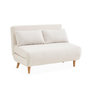 Voir la diapositive 1 : SWEEEK Canapé convertible en tissu bouclettes blanches- Guesta - 2 places scandinave. pieds bois foncé. banquette. dossier inclinable