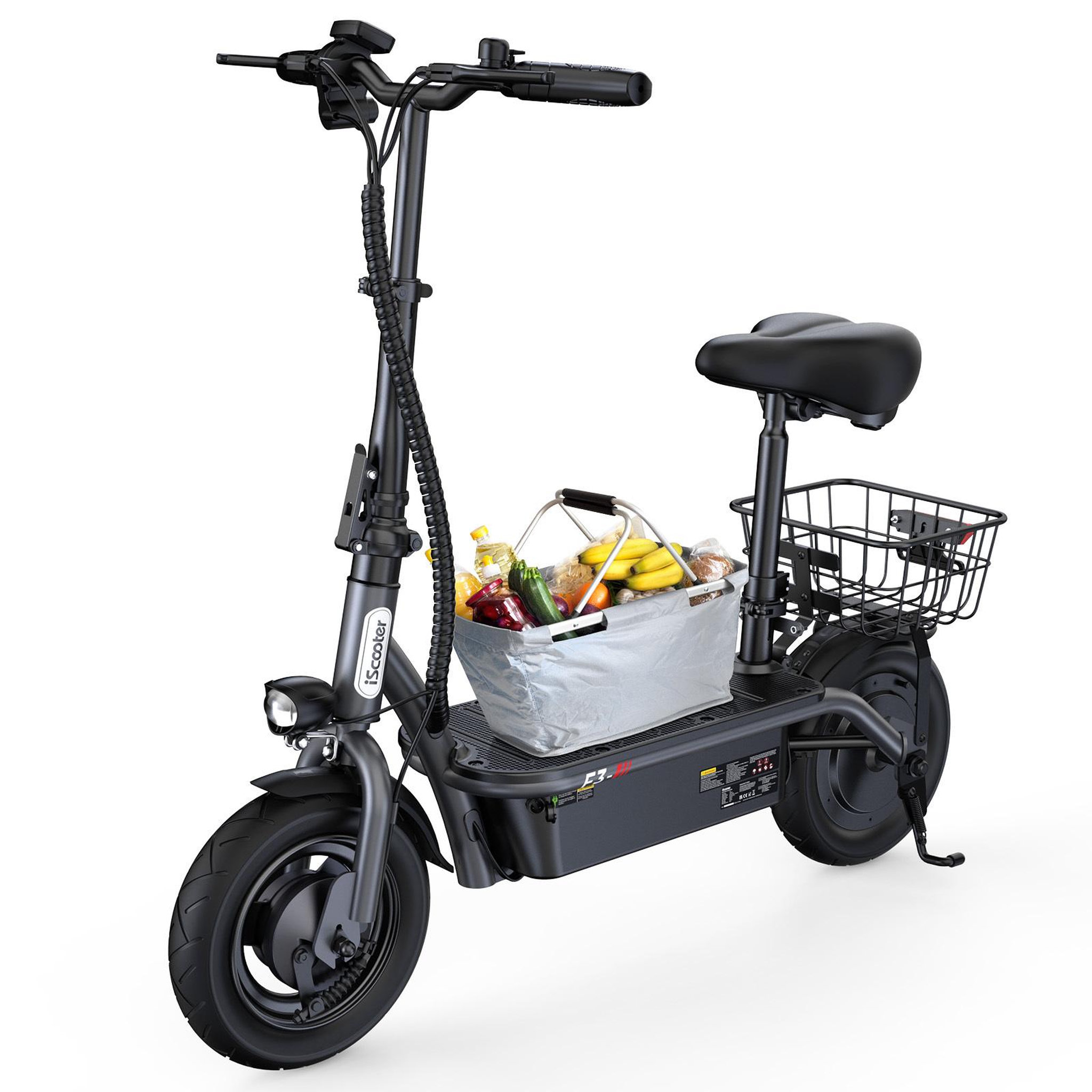 Voir la diapositive 5 : ISCOOTER Trottinette électrique iScooter F3 avec siège et panier, 10 pouces, 48 ​​V 13 Ah