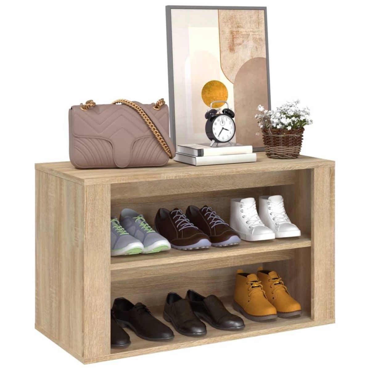 VIDAXL Etagere a chaussures Chene sonoma 75x35x45 cm Bois d'ingenierie