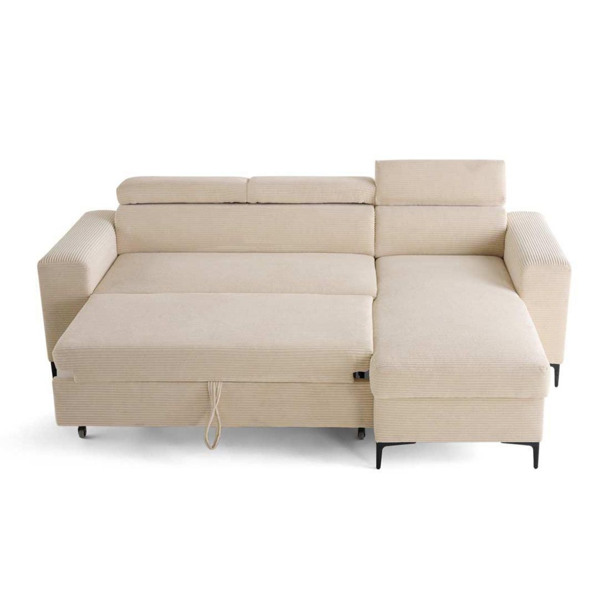 LISA DESIGN Ceylan - canapé d'angle réversible - convertible avec coffre et têtières - 4 places - en velours côtelé