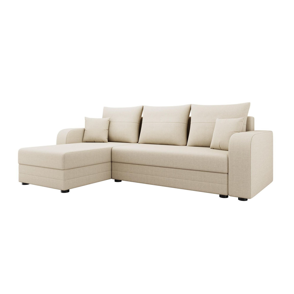 BEST MOBILIER Harvey - canapé d'angle réversible 4 places convertible avec coffre en tissu