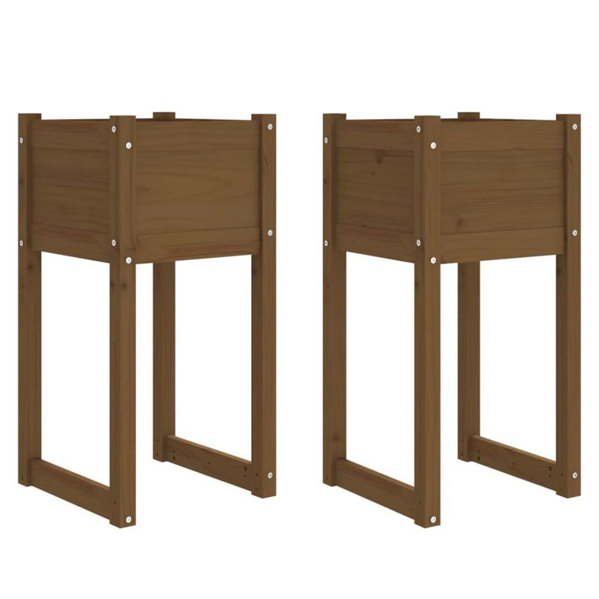 VIDAXL Jardinieres 2 pcs Marron miel 40x40x81 cm Bois massif de pin