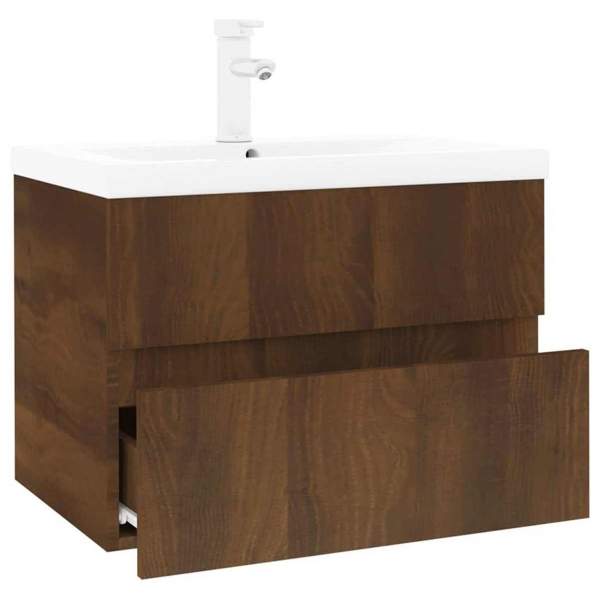 VIDAXL Meuble lavabo avec bassin integre Chene brun Bois d'ingenierie