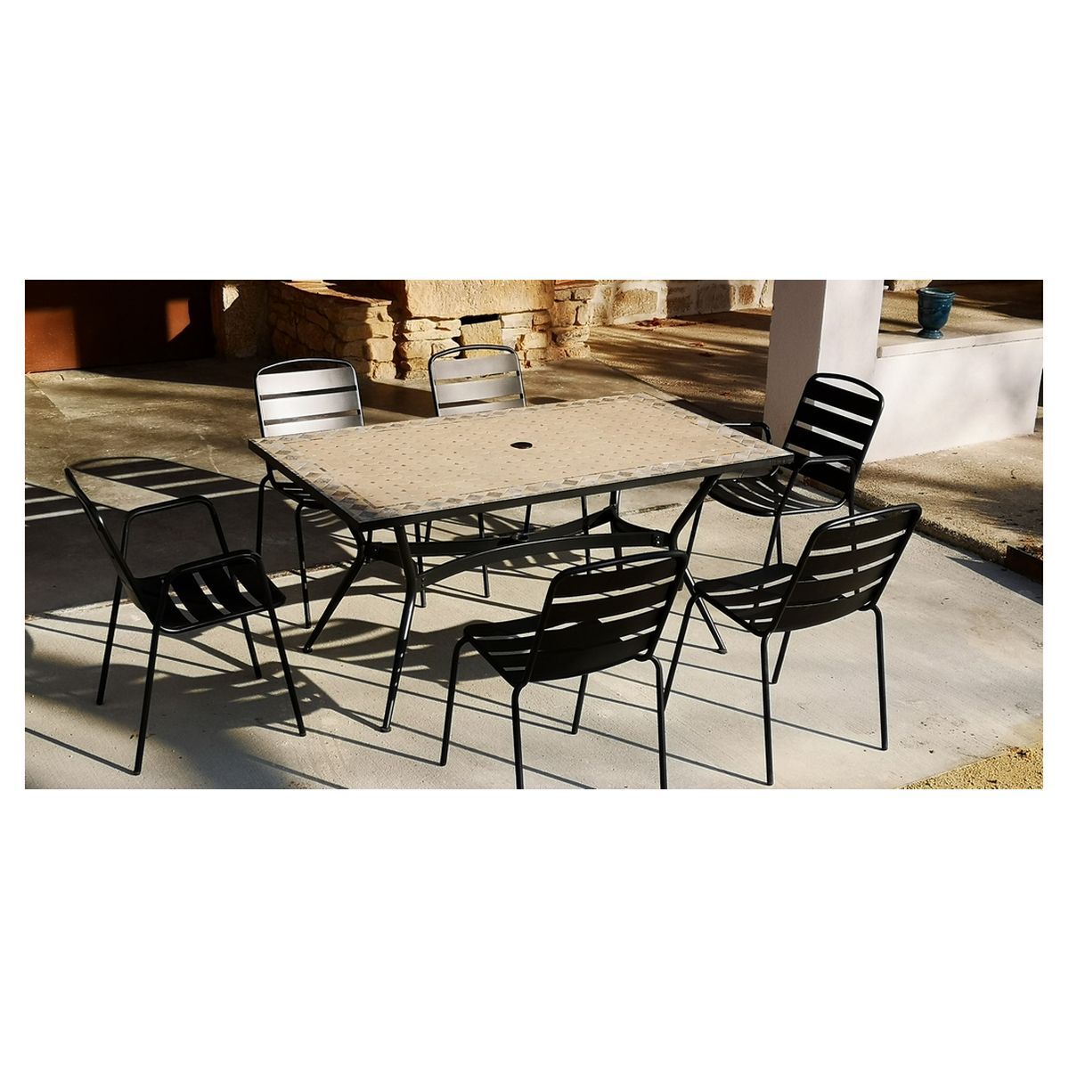 Givex Salon repas de jardin 6 personnes 160x90cm ZELIE