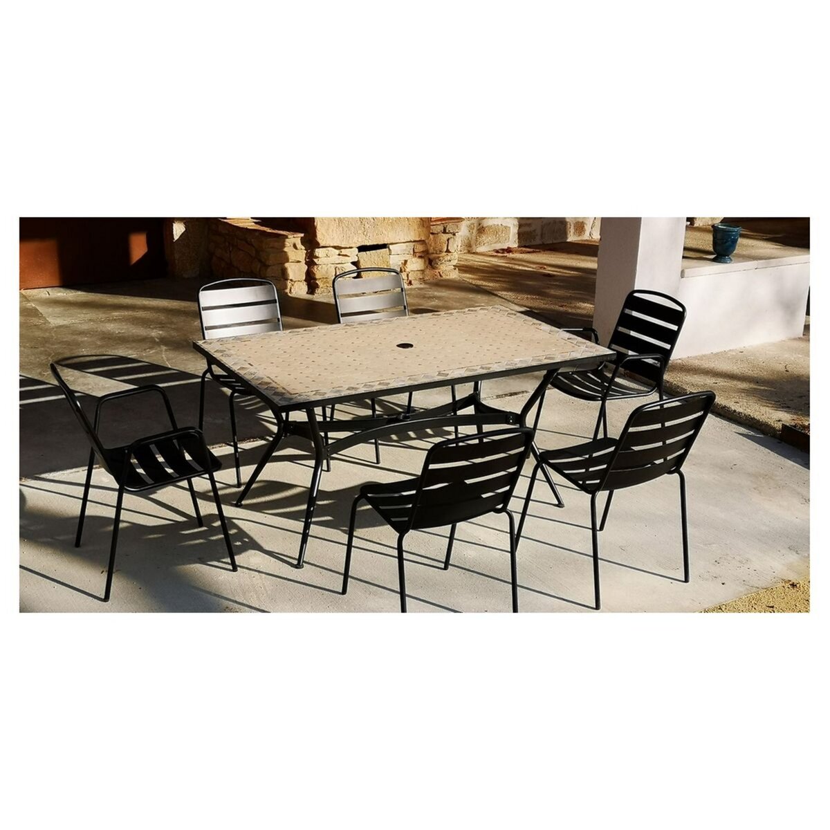 Givex Salon repas de jardin 6 personnes 160x90cm ZELIE