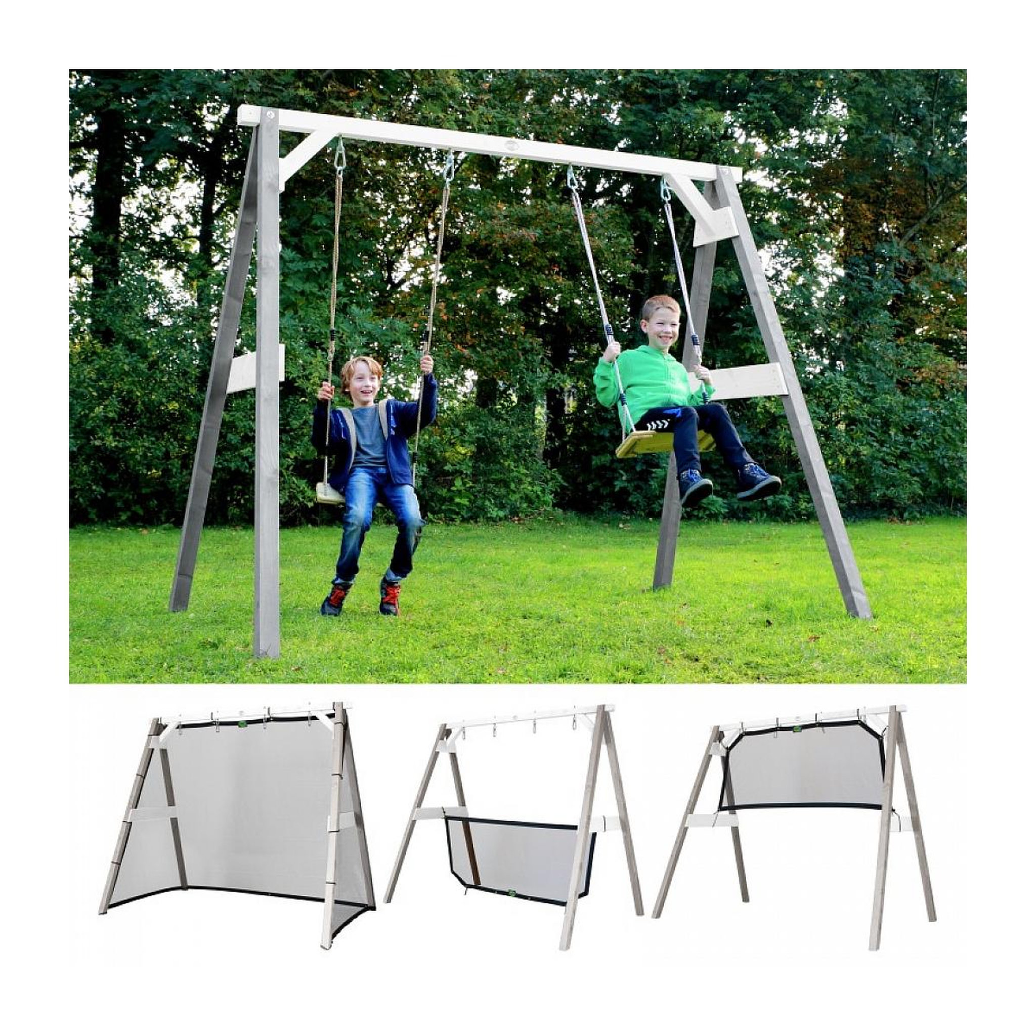 Voir la diapositive 2 : Axi House AXI Portique 4 en 1 Sports Fun Gris Blanc 160x254x207cm