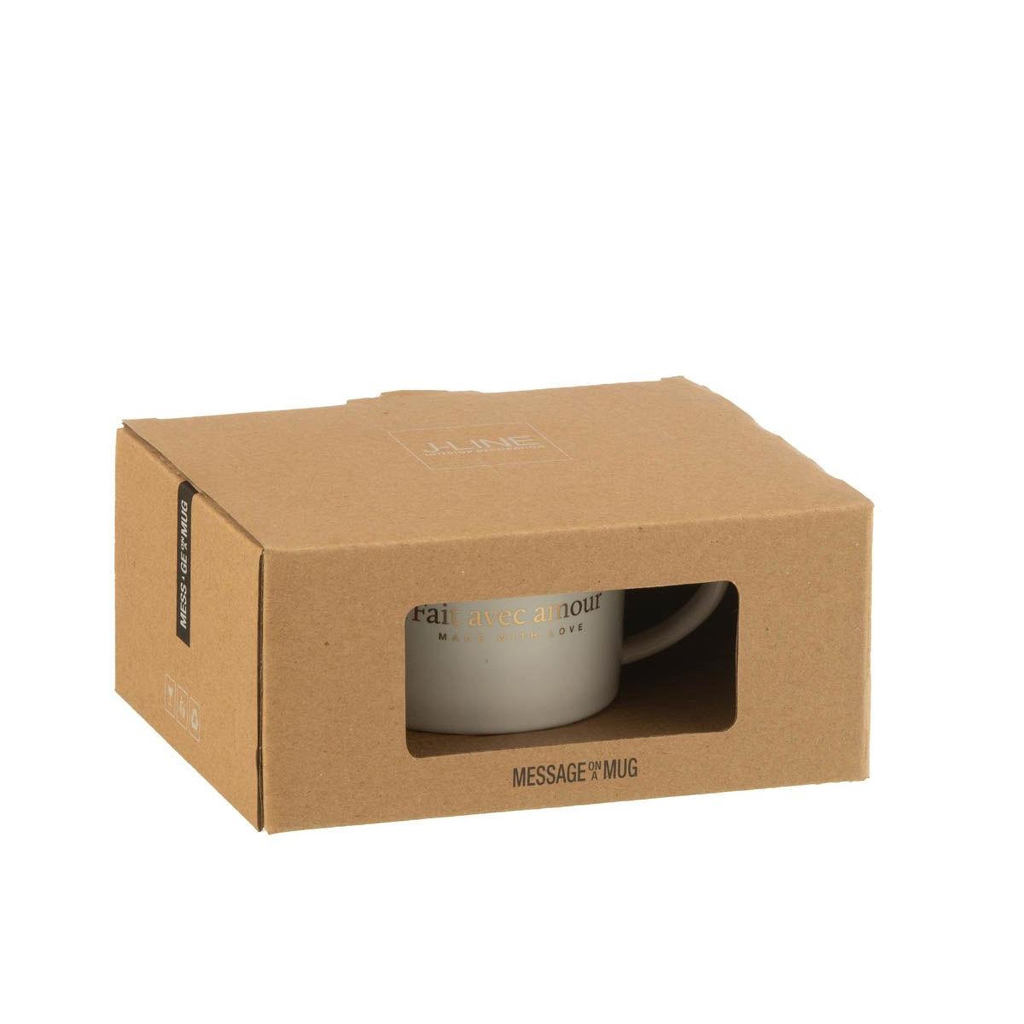 Voir la diapositive 3 : J-LINE Ensemble tasse, sous-tasse & cuillère  cœur ii  42cl blanc