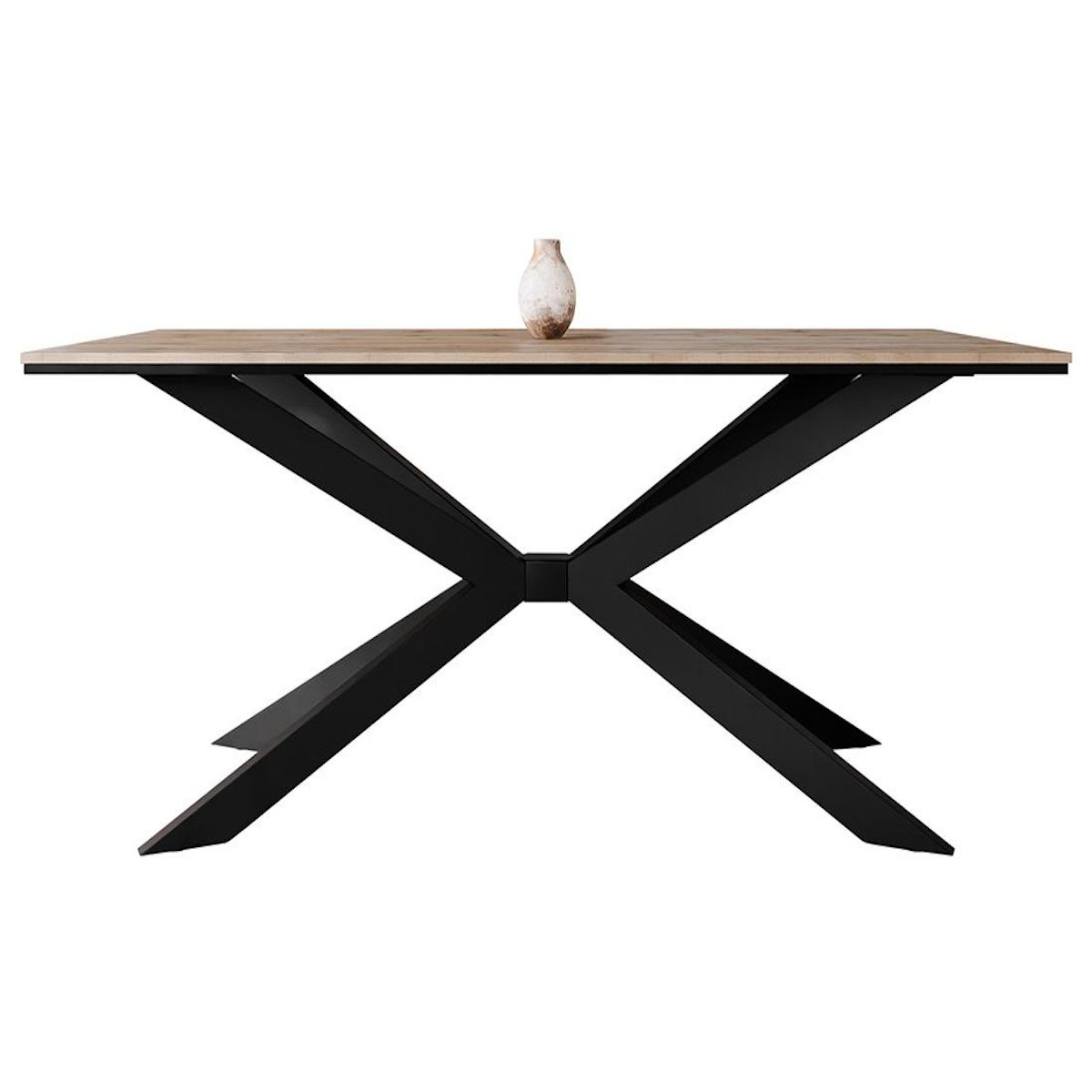 BEST MOBILIER Casey - table à manger - plateau effet bois - pieds en métal - 4 à 8 personnes