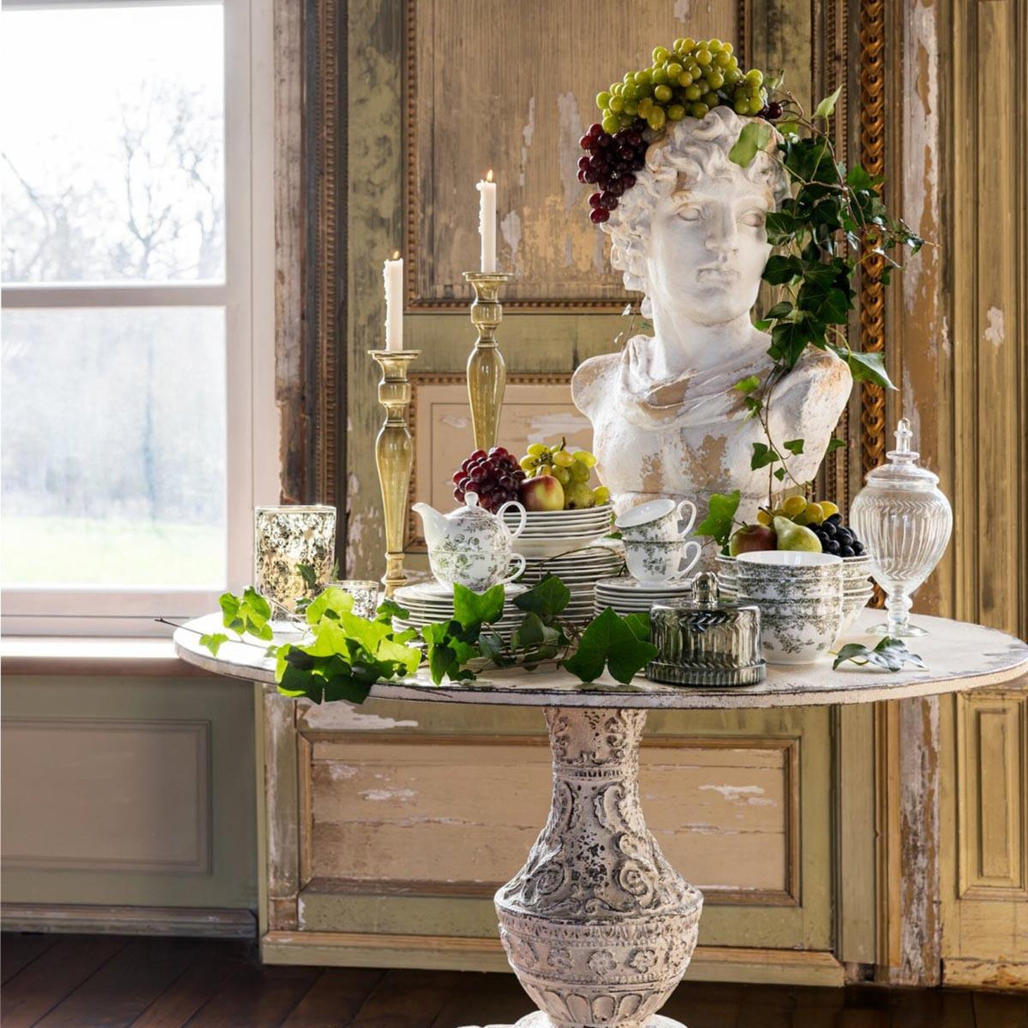 Voir la diapositive 5 : J-LINE Chandelier en métal  hedda  42cm vert olive