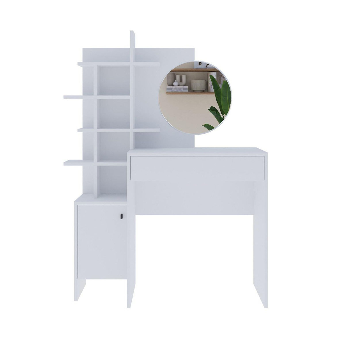 Habitat et Jardin Table de maquillage en bois  Mup  105 x 35 x 151 cm - Blanc