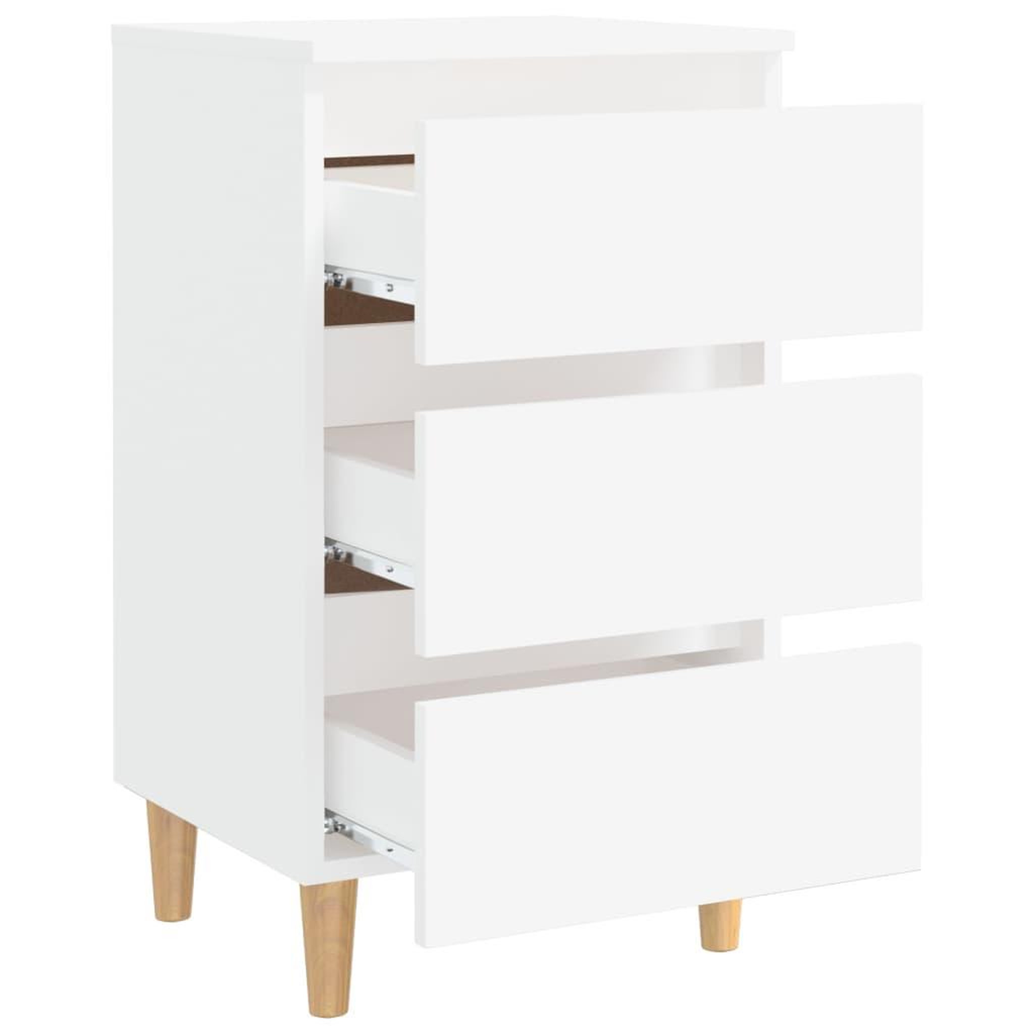 Voir la diapositive 4 : VIDAXL Table de chevet avec pieds en bois solide Blanc 40x35x69 cm