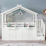 Voir la diapositive 2 : MERAX Lit cabane enfant 90x200cm bois et mdf coloris blanc
