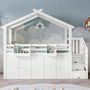 Voir la diapositive 2 : MERAX Lit cabane enfant 90x200cm bois et mdf coloris blanc