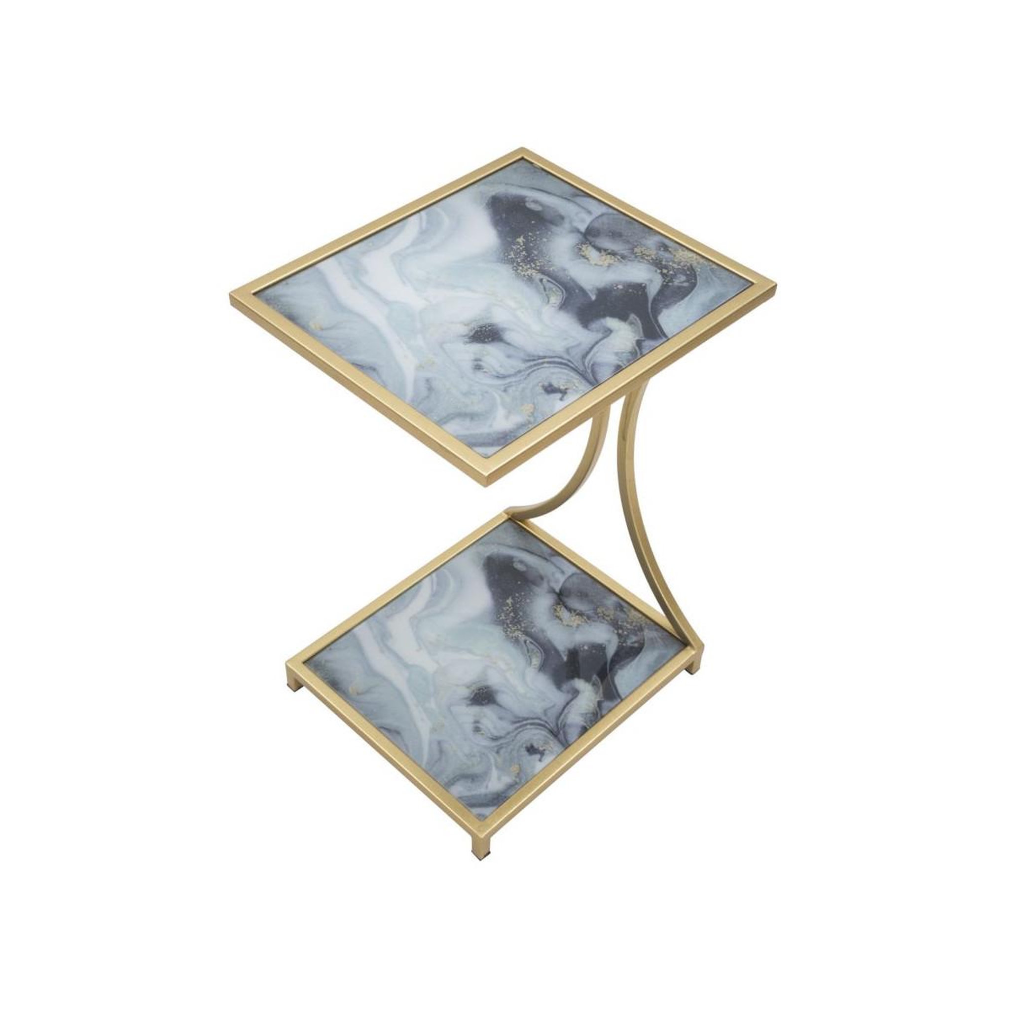 Voir la diapositive 4 : Paris Prix Table d'appoint effet marbre  level  60cm gris & or