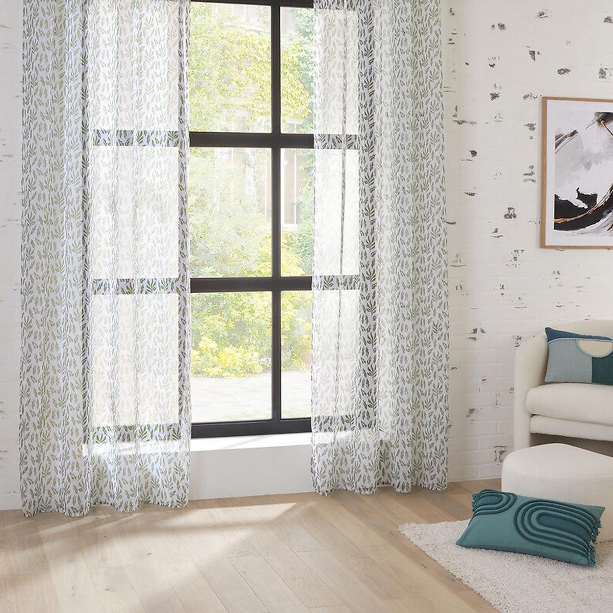 Voir la diapositive 2 : ATMOSPHERA Rideau voilage imprimé  cosy  140x240cm vert