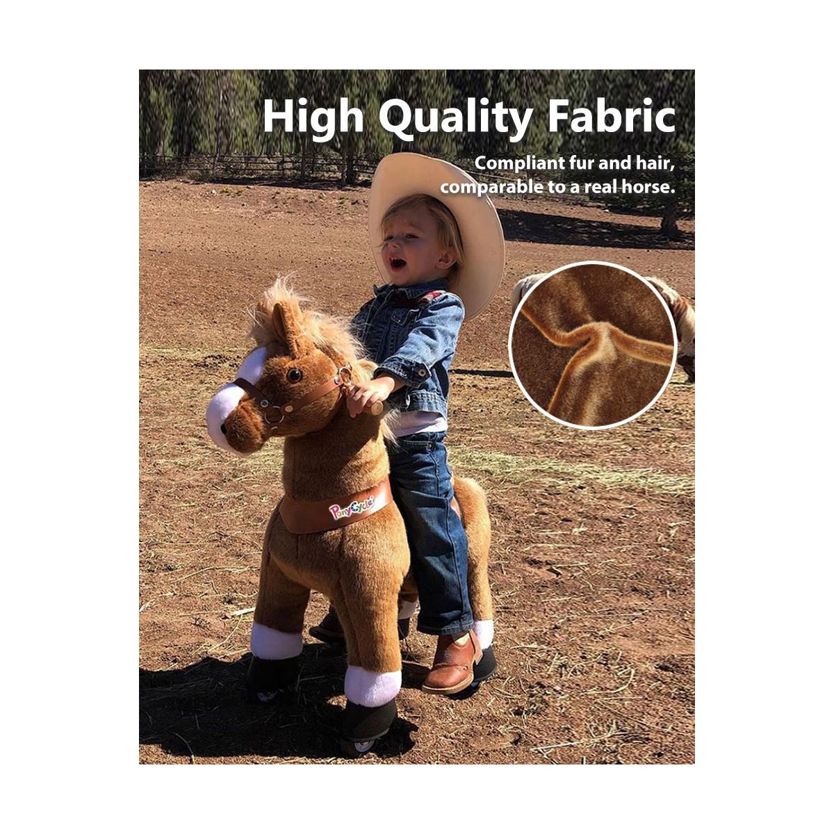 Ponycycle Poney à monter Marron avec sabot blanc Petit Modèle pour 3 à 5 ans