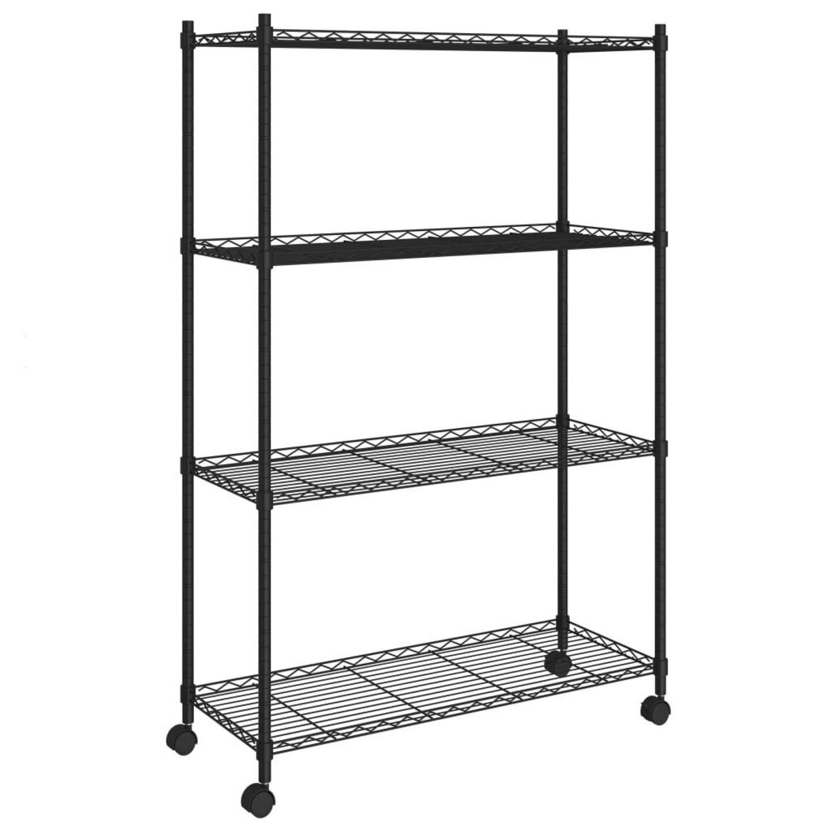 VIDAXL Etagere de rangement 4 niveaux et roues 90x35x137cm Noir 200 kg